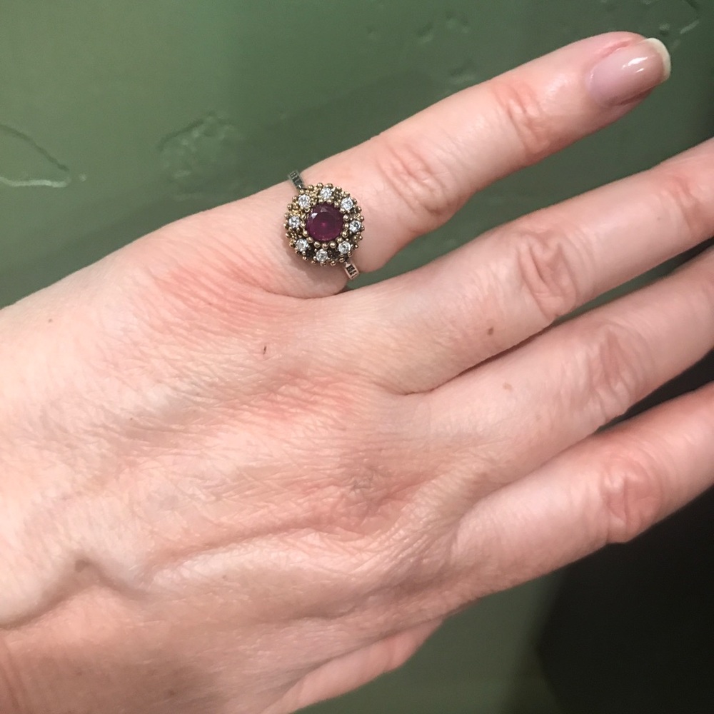 Turkish Style Round Ruby & Silver 925 Ring - image 3